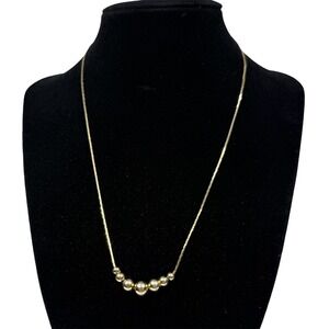 Elegant Gold Tone Snake Chain Necklace with Graduated Metal Beads Jewelry